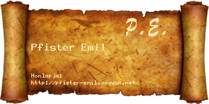 Pfister Emil névjegykártya